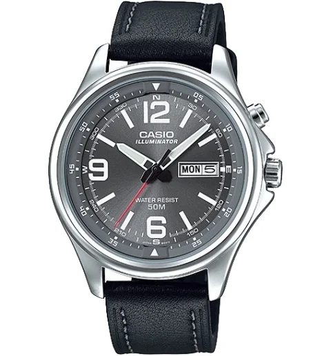 Мужские кварцевые часы Casio Collection MTP-E201L-8B с арабскими цифрами