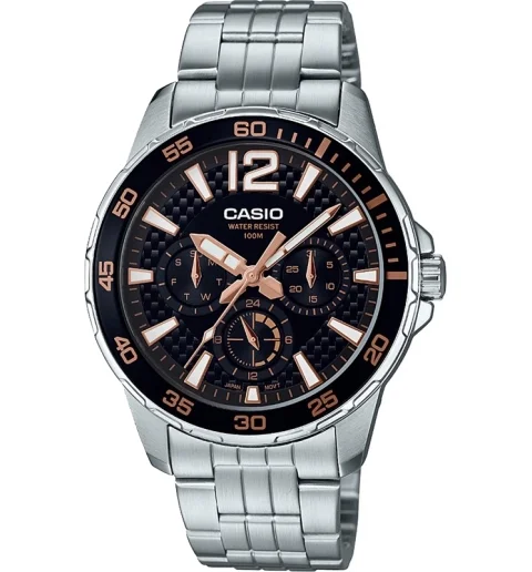 Мужские кварцевые часы Casio Collection MTD-330D-1A3 с арабскими цифрами