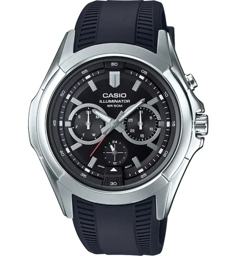 Мужские Casio Collection MTP-E204-1A с подсветкой циферблата и водонепроницаемостью 5 бар