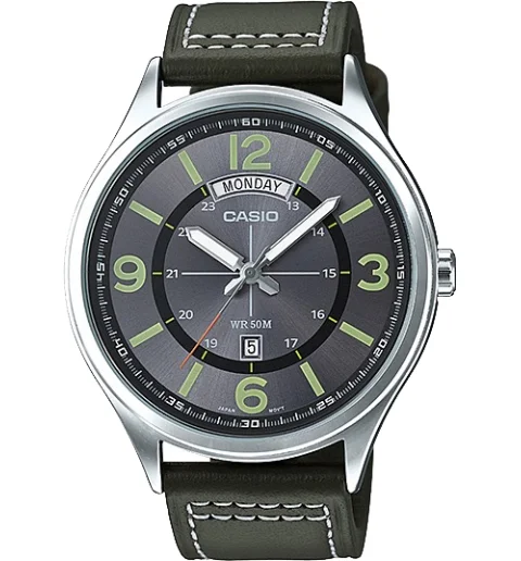 Мужские кварцевые часы Casio Collection MTP-E129L-3A с арабскими цифрами