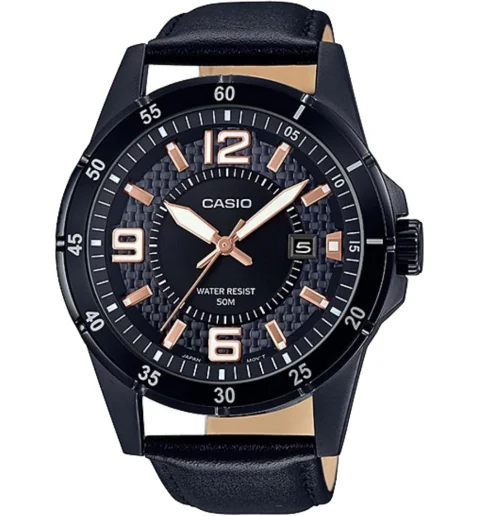 Мужские кварцевые часы Casio Collection MTP-1291BL-1A2 с арабскими цифрами