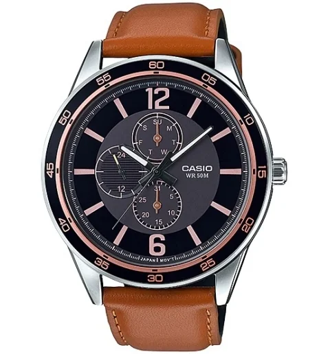 Мужские кварцевые часы Casio Collection MTP-E319L-1B с арабскими цифрами