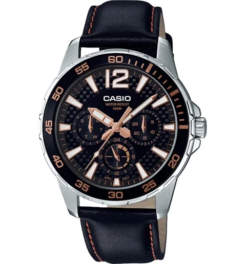 Мужские кварцевые часы Casio Collection MTD-330L-1A3 с арабскими цифрами