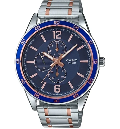 Мужские кварцевые часы Casio Collection MTP-E319RG-2B с арабскими цифрами