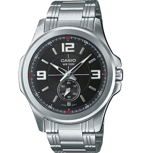 Мужские кварцевые часы Casio Collection MTP-E112D-1A с арабскими цифрами