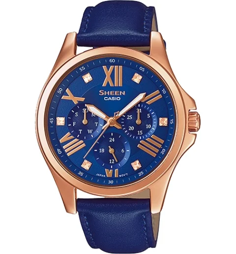Классические женские Casio SHEEN SHE-3806GL-2A с кожаным браслетом