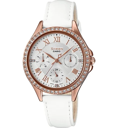 Женские Casio SHEEN SHE-3062PGL-7A с кожанным браслетом