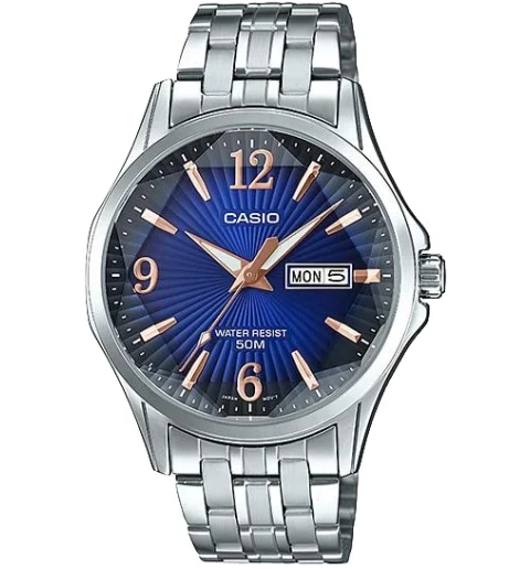Мужские кварцевые часы Casio Collection MTP-E120DY-2A с арабскими цифрами