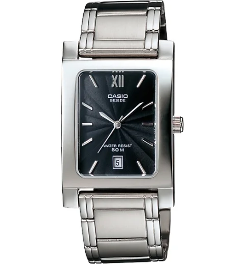 Мужские прямоугольные часы Casio BESIDE BEM-100D-1A со стрелками