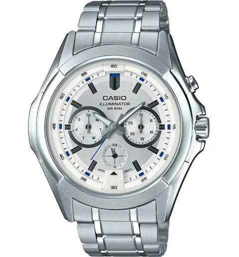 Мужские Casio Collection MTP-E204D-7A с подсветкой циферблата и водонепроницаемостью 5 бар