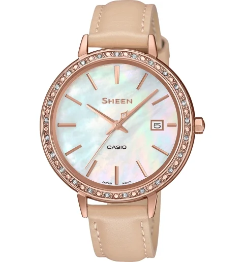 Женские Casio SHEEN SHE-4052PGL-7B с кожанным браслетом