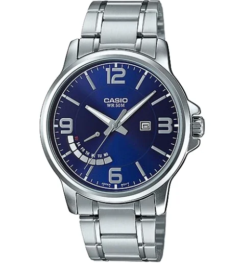 Мужские кварцевые часы Casio Collection MTP-E124D-2A с арабскими цифрами