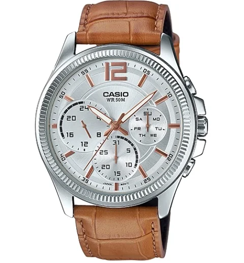 Мужские кварцевые часы Casio Collection MTP-E305L-7A2 с арабскими цифрами