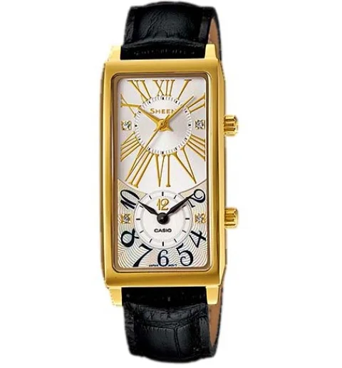 Классические женские Casio SHEEN SHE-4035GL-7A с кожаным браслетом