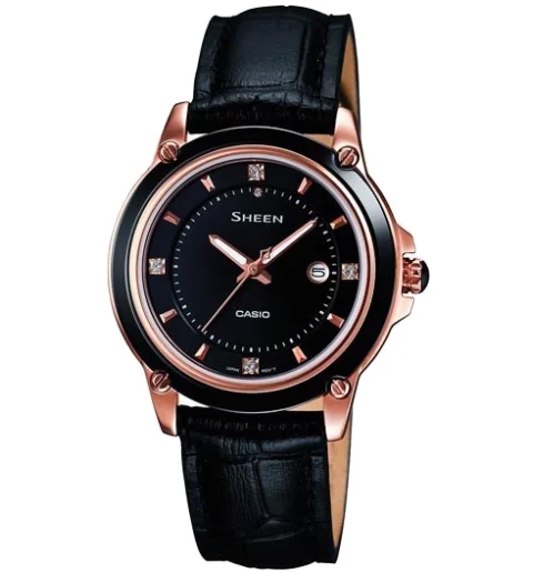Классические женские Casio SHEEN SHE-4507GL-1A с кожаным браслетом