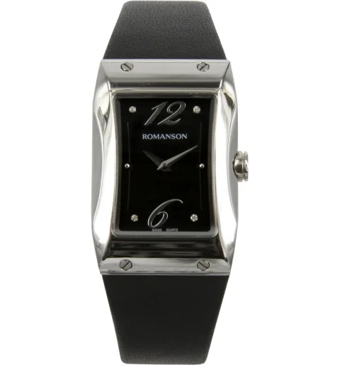 Классические женские Romanson RL0359LW(BK) с кожаным браслетом